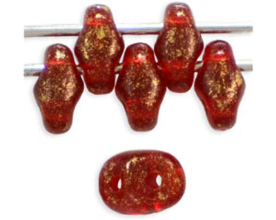 SuperDuo Bead - #GM9008 Siam Ruby - Marbled Gold