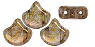 Ginkgo Leaf Bead - Gold/Smokey Topaz Transparent Luster