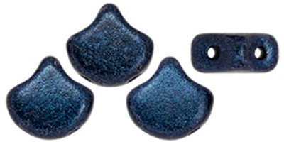Ginkgo Leaf Bead - Metallic Suede - Dark Blue