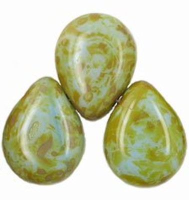 Pear Drops 12x16mm - Blue Opaque Picasso