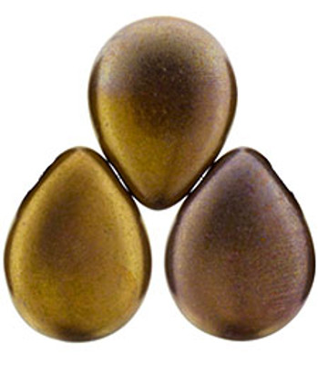 Pear Drops 12x16mm - Red Opaque Bronze Luster Rainbow