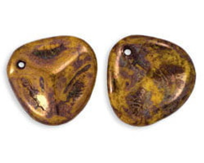 Rose Petals 14mm - Yellow Bronze Picasso Opaque