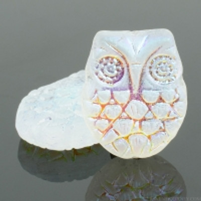 Horned Owl Bead (18x15mm) - Clear Transparent Matte with AB Half Coat Finish