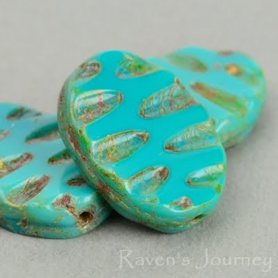 19x9mm River Oval - Turquoise Green Opaque Picasso