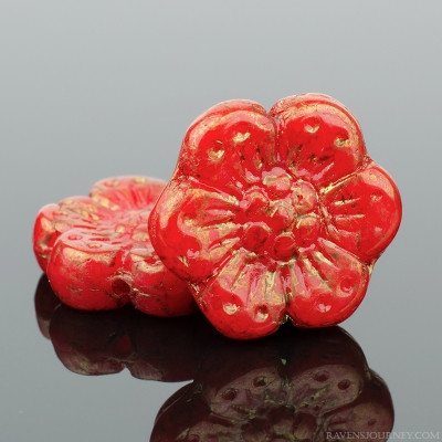 Wild Rose - 14mm Burnt Orange Opaline with Golden Luster