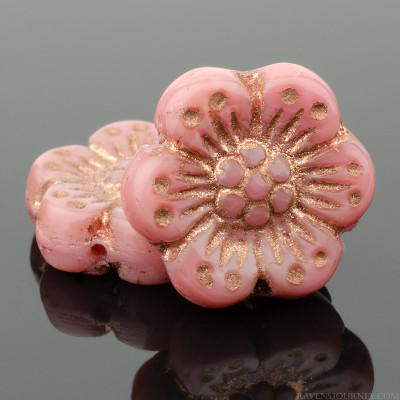Wild Rose - 14mm Pink Opaque with Copper Wash