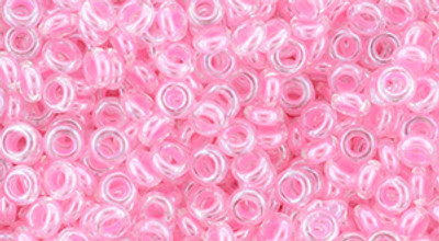 Demi Round Bead by Toho #379 Clear / Cotton Candy Inside Color Lined