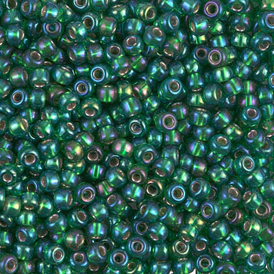 Round Seed Bead by Miyuki - #1016 Green Transparent Silver-Lined Rainbow