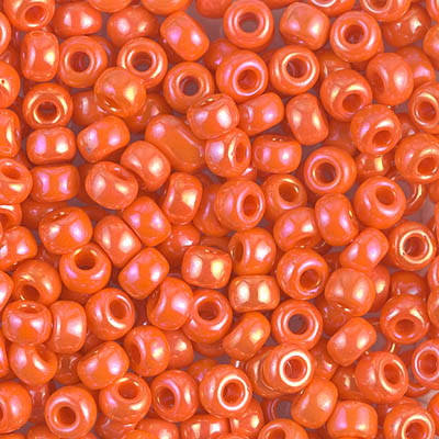 Round Seed Bead by Miyuki - #406-R Orange Opaque Rainbow