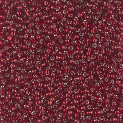 Round Seed Bead by Miyuki - #2427 Dark Ruby Transparent Silver-Lined