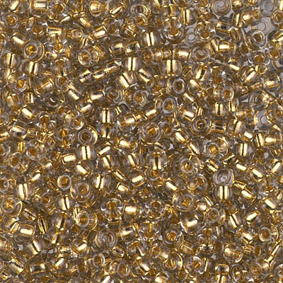 Round Seed Bead by Miyuki - #955 24Kt Gold / Pale Gray Inside Color Lined