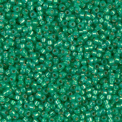 Round Seed Bead by Miyuki - #646 Dyed Dark Mint Green Transparent Silver-Lined Alabaster