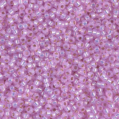 Round Seed Bead by Miyuki - #644 Dyed Hot Pink Transparent Silver-Lined Alabaster