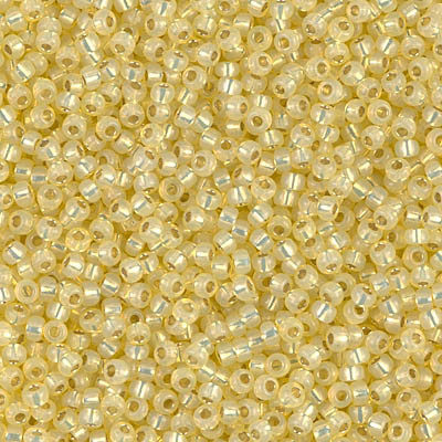 Round Seed Bead by Miyuki - #554 Dyed Light Daffodil Transparent Silver-Lined Alabaster