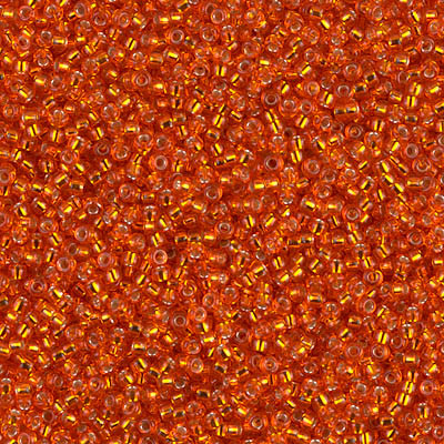 Round Seed Bead by Miyuki - #9 Tangerine Transparent Silver-Lined