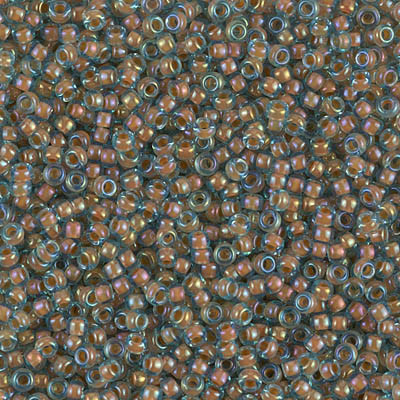 Round Seed Bead by Miyuki - #351 Peach / Aqua Inside Color Lined Luster