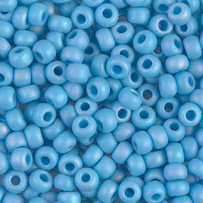 Round Seed Bead by Miyuki - #413-FR Turquoise Blue Opaque Rainbow Matte