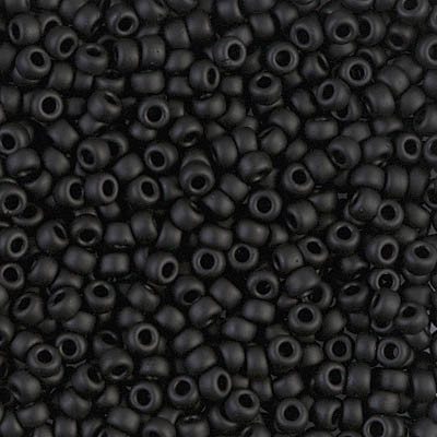 Round Seed Bead by Miyuki - #401-F Black Opaque Matte