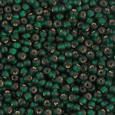Round Seed Bead by Miyuki - #27-F Dark Emerald Transparent Silver-Lined Matte
