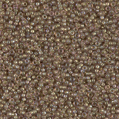 Round Seed Bead by Miyuki - #1837 Taupe / Smoky Amethyst Inside Color Lined Rainbow Sparkle