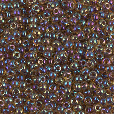 Round Seed Bead by Miyuki - #357 Root Beer / Light Topaz Inside Color Lined Rainbow