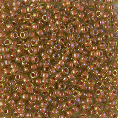 Round Seed Bead by Miyuki - #345 Salmon / Peridot Inside Color Lined Luster