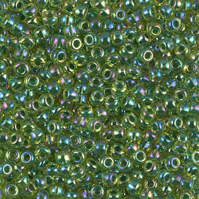 Round Seed Bead by Miyuki - #341 Green / Chartreuse Inside Color Lined Rainbow