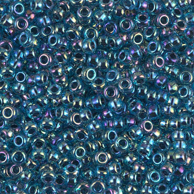 Round Seed Bead by Miyuki - #339 Blue / Aqua Inside Color Lined Rainbow