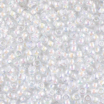 Round Seed Bead by Miyuki - #284 White Inside Color Lined Rainbow