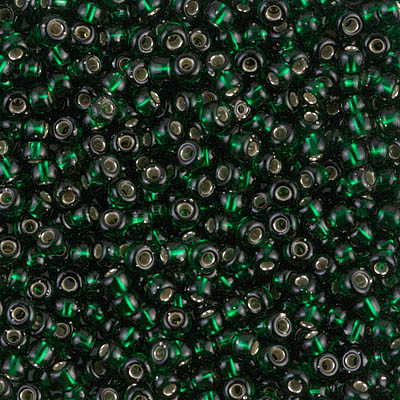 Round Seed Bead by Miyuki - #27 Dark Emerald Transparent Silver-Lined