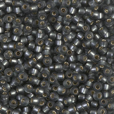 Round Seed Bead by Miyuki - #21-F Gray Transparent Silver-Lined Matte