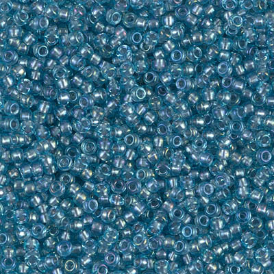 Round Seed Bead by Miyuki - #2261 Light Gray / Aqua Inside Color Lined Rainbow