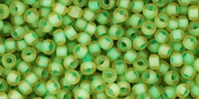 Round Seed Bead by Toho - #946-F Jonquil / Green Opaque Inside Color Lined Matte