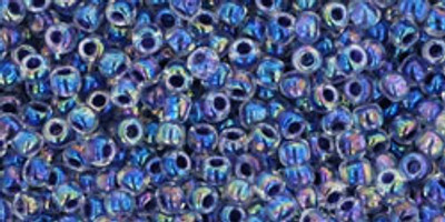 Round Seed Bead by Toho - #774 Clear / Grape Inside Color Lined Rainbow
