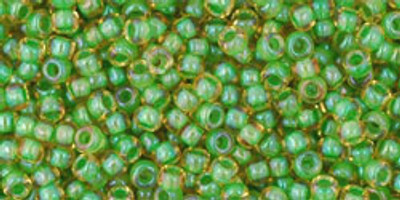 Round Seed Bead by Toho - #393 Topaz / Green Opaque Inside Color Lined