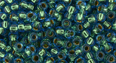 Round Seed Bead by Toho - #756 Aquamarine / Gold Inside Color Lined