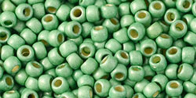 Round Seed Bead by Toho - #PF570-F PermaFinish Galvanized Mint Green Matte