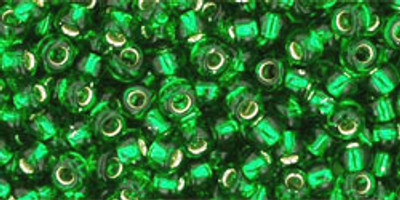 Round Seed Bead by Toho - #27-B Grass Green Transparent Lined