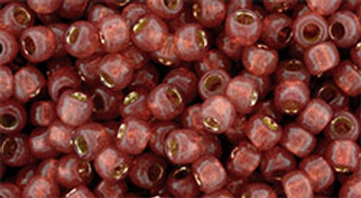 Round Seed Bead by Toho - #PF2113 PermaFinish - Milky Pomegranate Transparent Silver-Lined