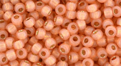 Round Seed Bead by Toho - #PF2112 PermaFinish - Milky Grapefruit Transparent Silver-Lined