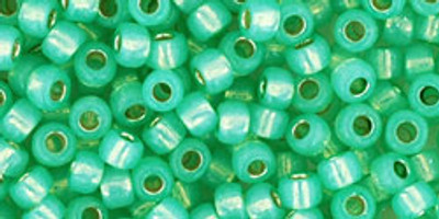 Round Seed Bead by Toho - #PF2103 PermaFinish - Milky Peridot Transparent Silver-Lined