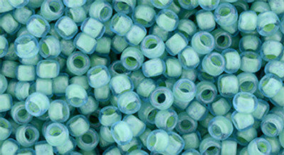 Round Seed Bead by Toho - #954-F Aqua / Light Jonquil Inside Color Lined Matte