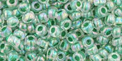 Round Seed Bead by Toho - #699 Clear / Shamrock Inside Color Lined Rainbow