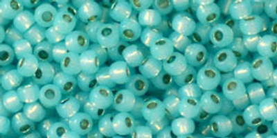 Round Seed Bead by Toho - #PF2117 PermaFinish - Milky Aqua Transparent Silver-Lined