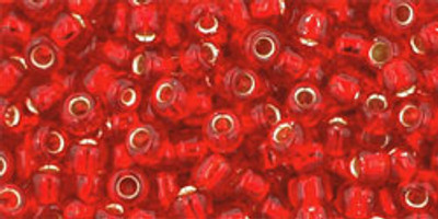 Round Seed Bead by Toho - #25-B Siam Ruby Transparent Silver-Lined