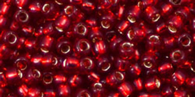 Round Seed Bead by Toho - #25-C Ruby Transparent Silver-Lined