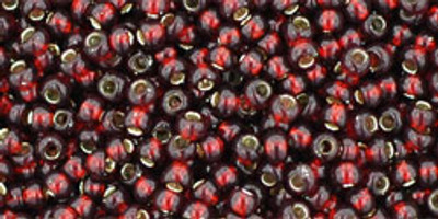 Round Seed Bead by Toho - #25-D Garnet Transparent Silver-Lined