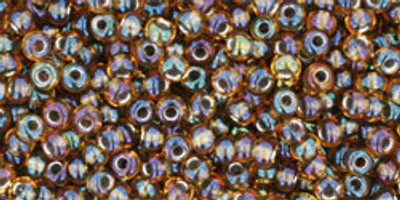 Round Seed Bead by Toho - #276 Topaz Gold Inside Color Lined Rainbow