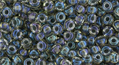 Round Seed Bead by Toho - #266 Clear / Gray Inside Color Lined Transparent Gold Luster