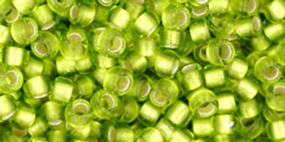 Round Seed Bead by Toho - #0024-F Lime Green Transparent Silver-Lined